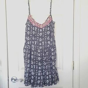 Womens Embroidered Babydoll Mini Dress Size XL